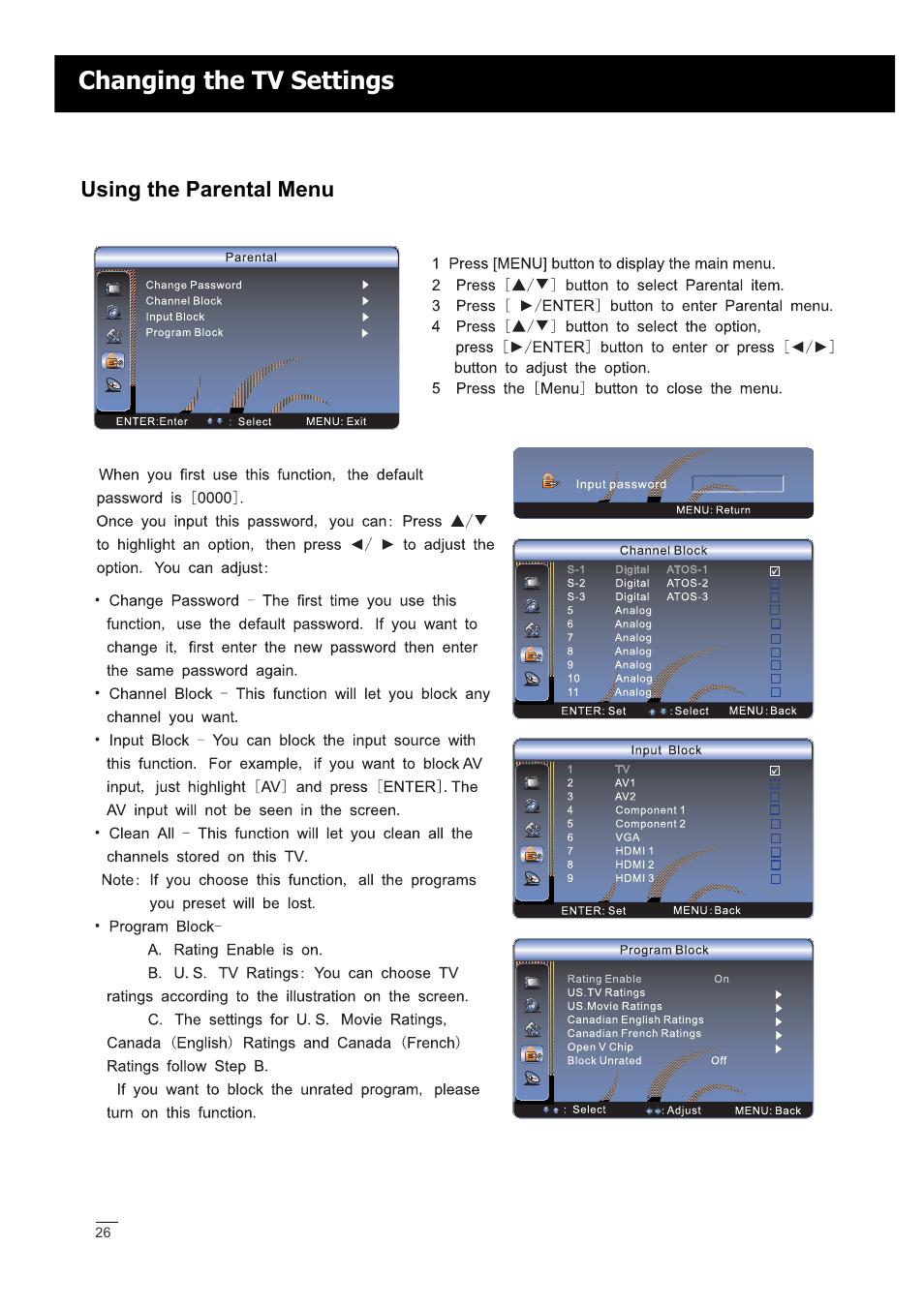 Changing the tv settings | RCA LED42A55RS User Manual | Page 27 / 32