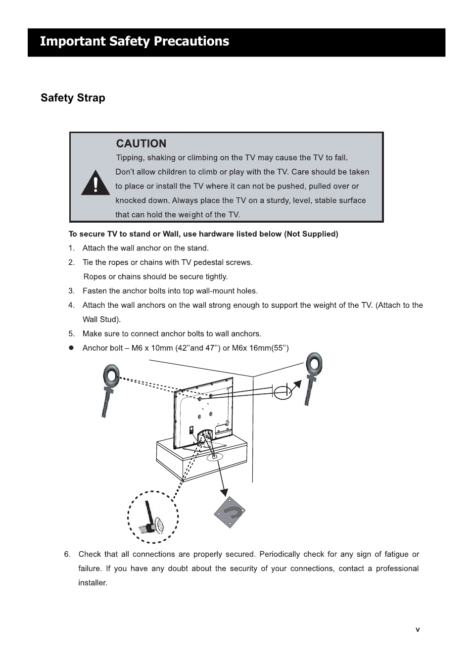 Important safety precautions | RCA LED42A55RS User Manual | Page 6 / 32