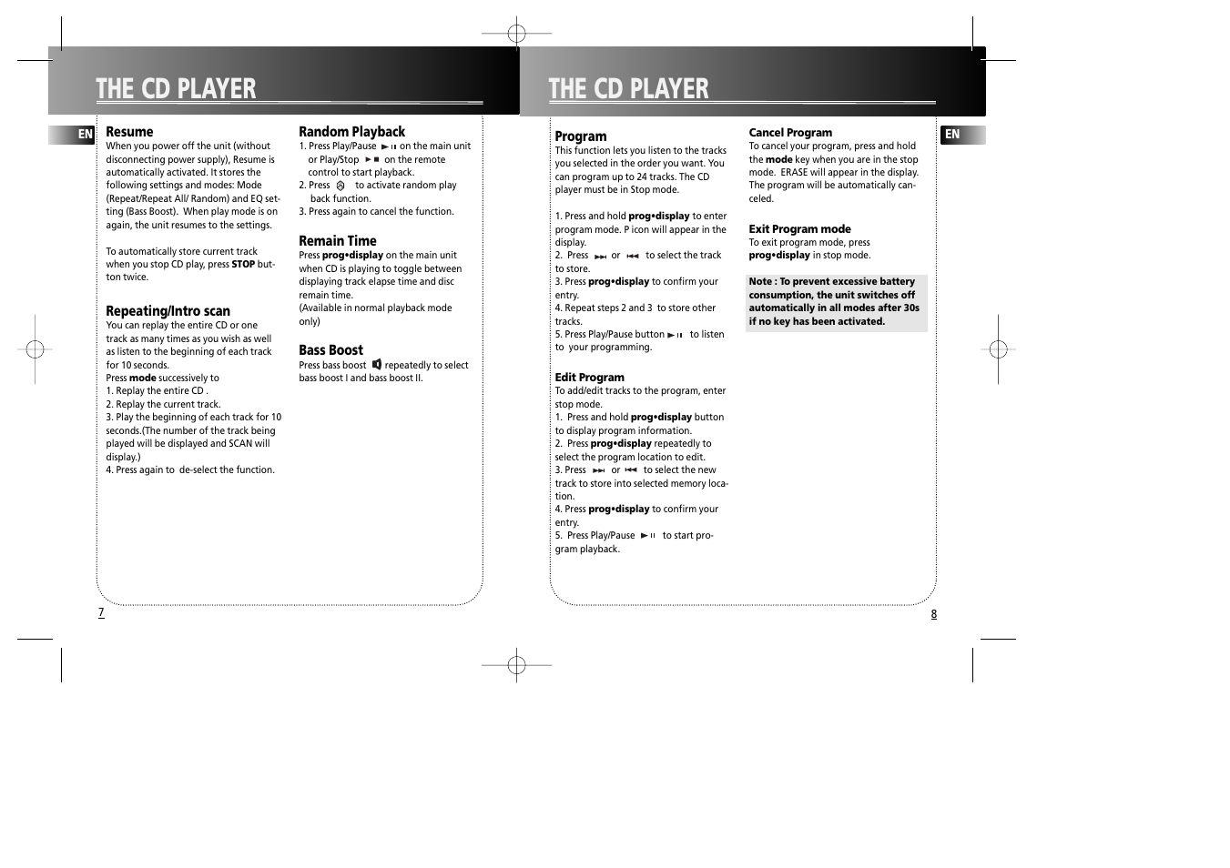 The cd player | RCA RP2467 User Manual | Page 6 / 9