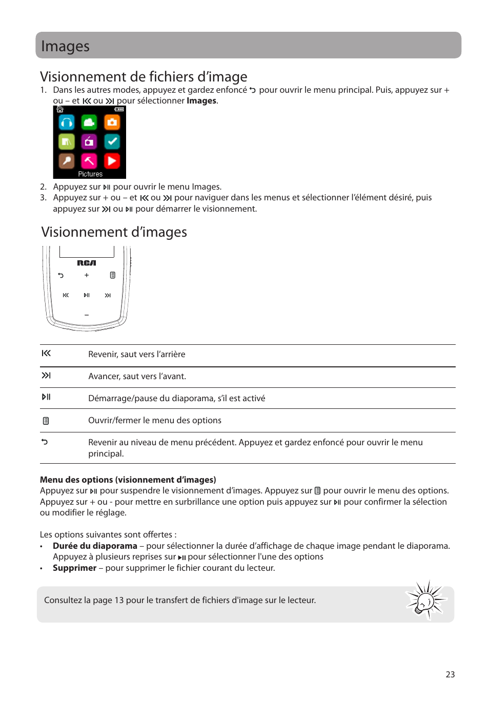 Images, Visionnement de fichiers d’image, Visionnement d’images | RCA M39 series User Manual | Page 101 / 116