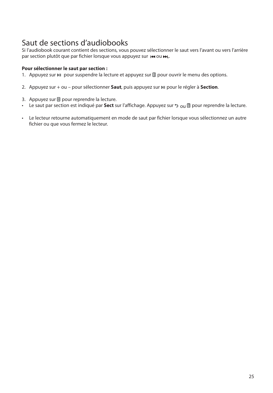 Saut de sections d’audiobooks | RCA M39 series User Manual | Page 103 / 116