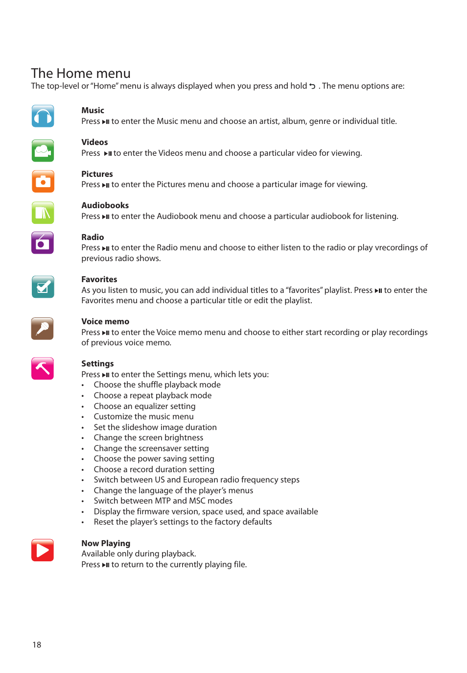 The home menu | RCA M39 series User Manual | Page 19 / 116