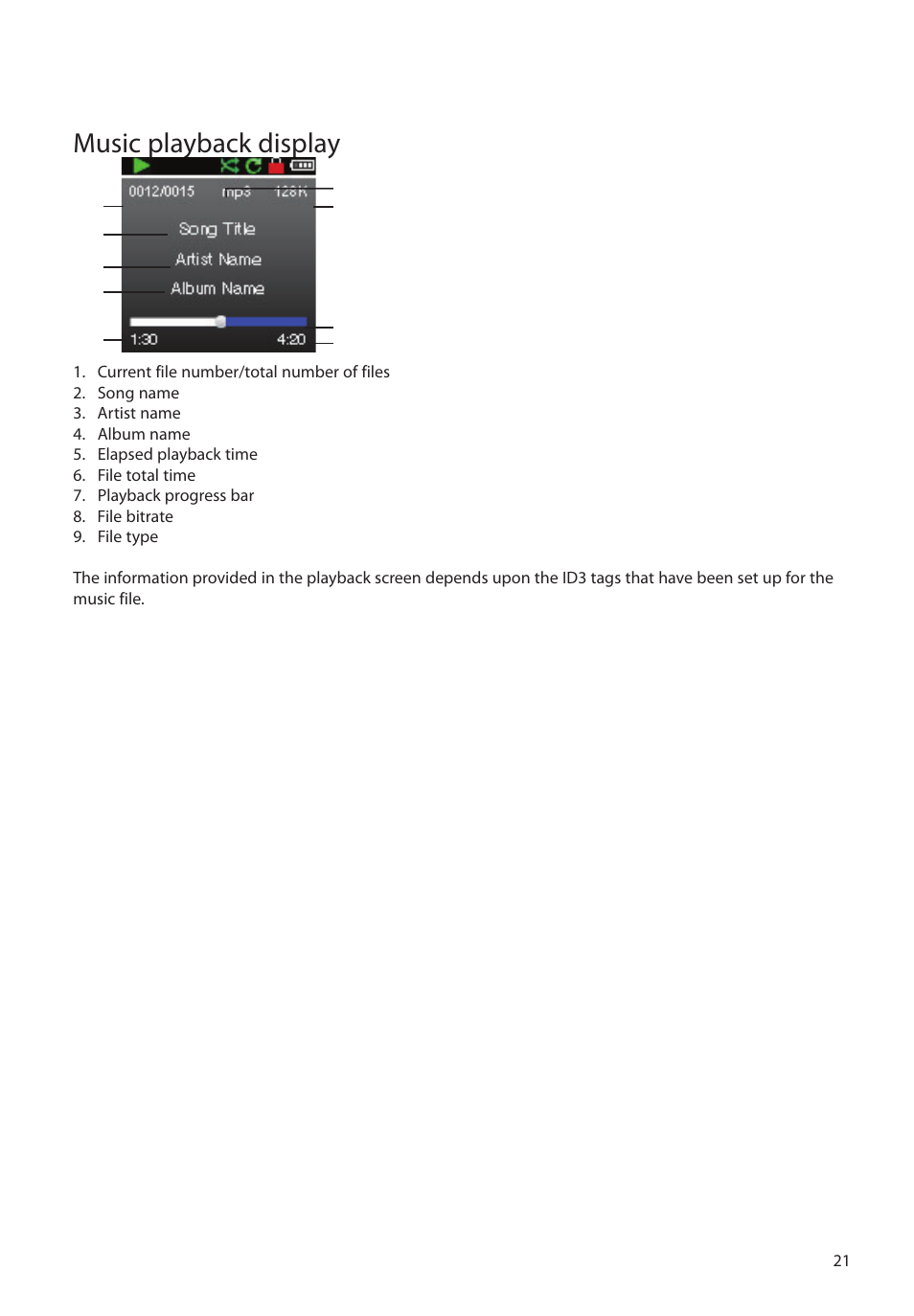 Music playback display | RCA M39 series User Manual | Page 22 / 116