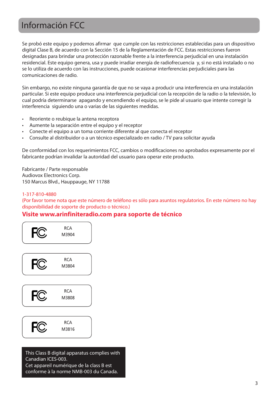 Información fcc | RCA M39 series User Manual | Page 42 / 116