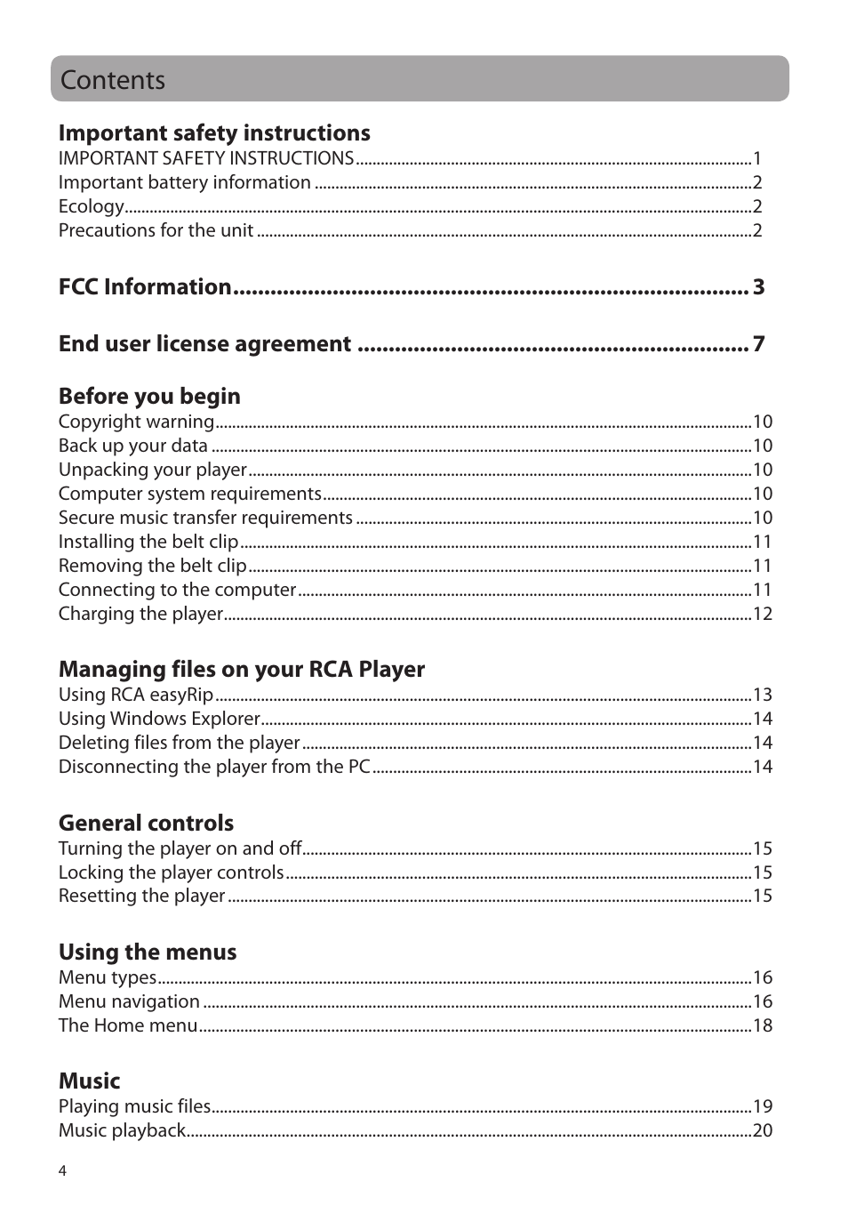 RCA M39 series User Manual | Page 5 / 116