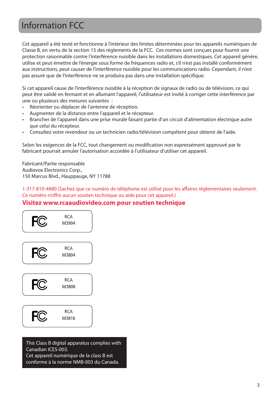 Information fcc | RCA M39 series User Manual | Page 81 / 116