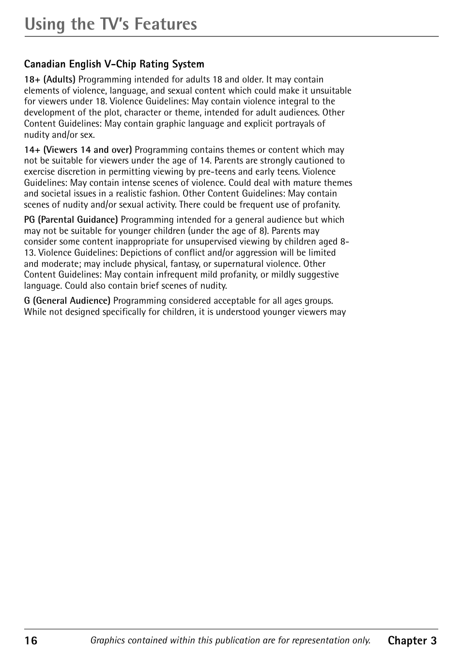 Using the tv’s features | RCA Television 1616202B User Manual | Page 18 / 32