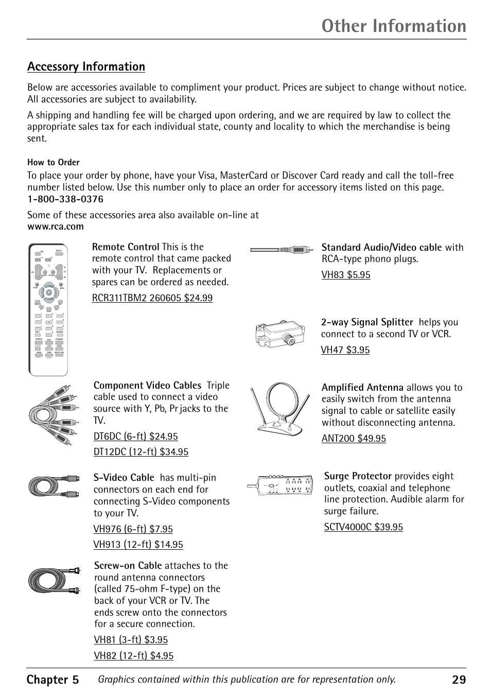 Other information, Chapter 5 29, Accessory information | How to order | RCA Television 1616202B User Manual | Page 31 / 32