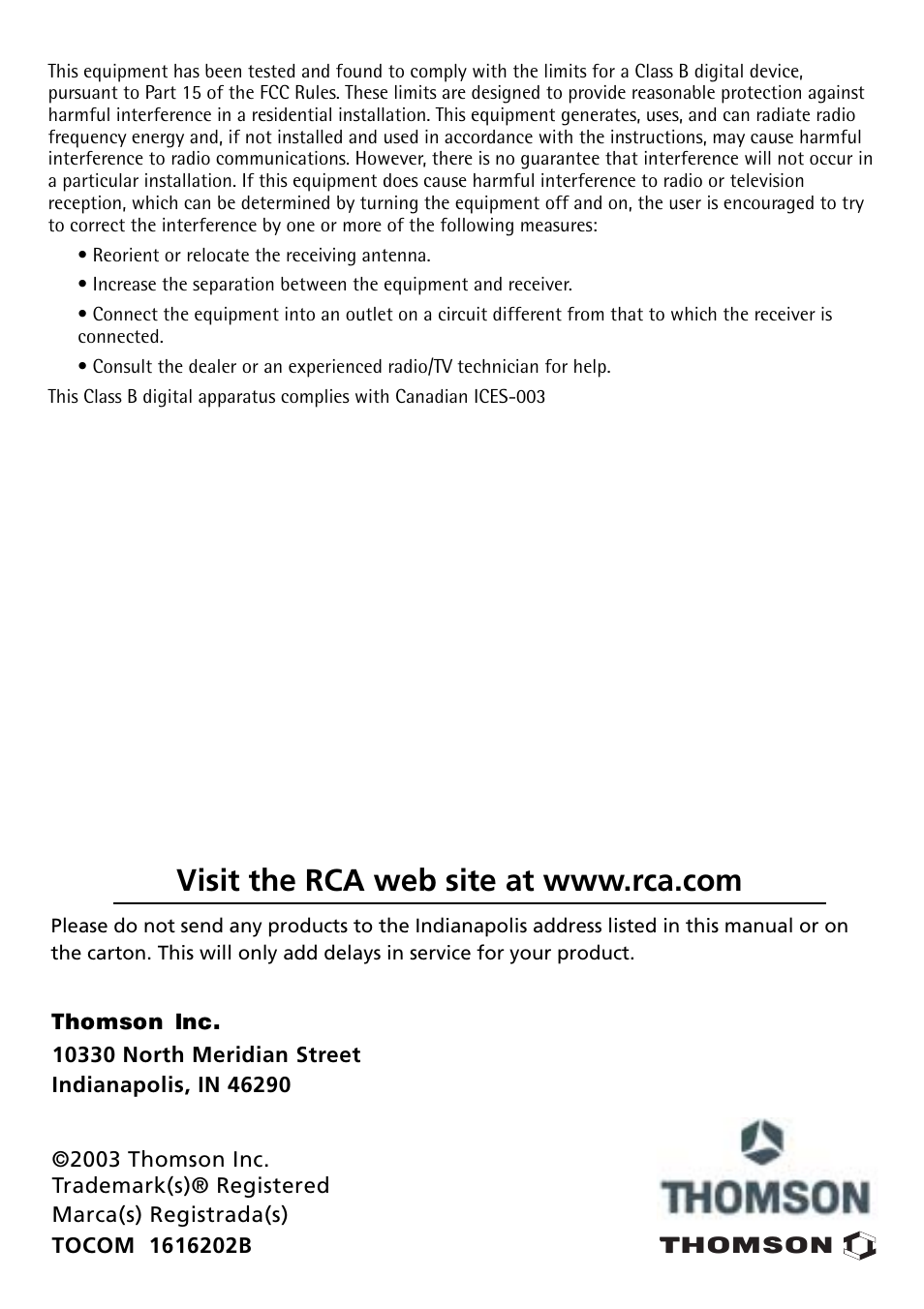 RCA Television 1616202B User Manual | Page 32 / 32