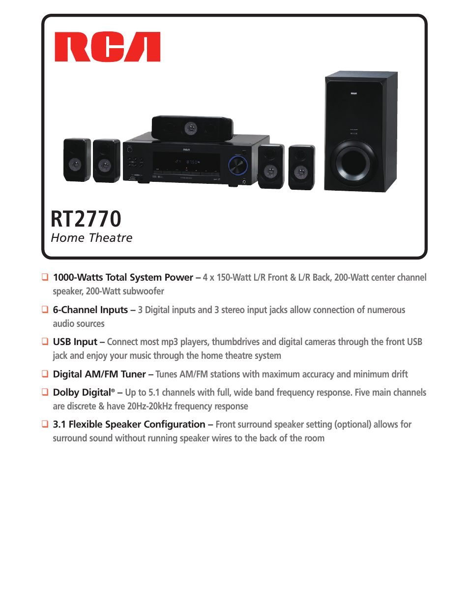 RCA RT2770 User Manual | 2 pages