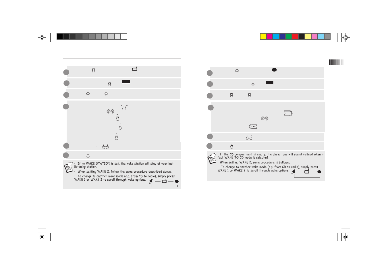 The digital cd clock radio, Setting wake to cd, Setting wake to radio | RCA RP3755 User Manual | Page 3 / 8