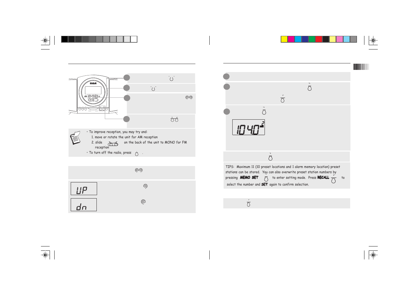 The digital cd clock radio, Listening to radio, Automatic station search | RCA RP3755 User Manual | Page 5 / 8