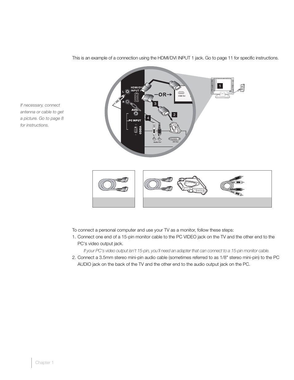 Hdmi/dvi connection (best), Connecting a pc component | RCA L22HD41 User Manual | Page 12 / 40