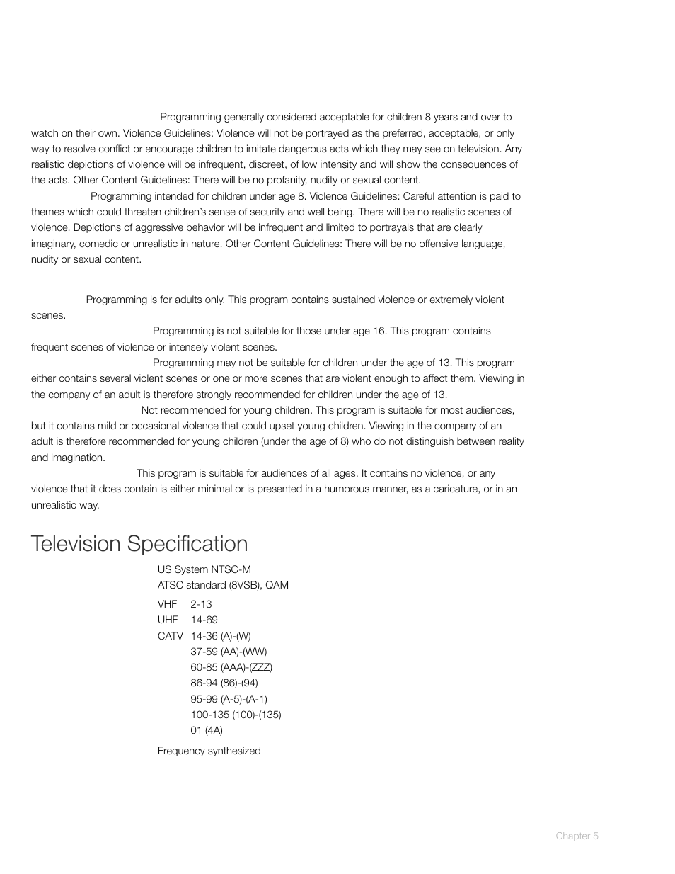 Television specification | RCA L22HD41 User Manual | Page 35 / 40