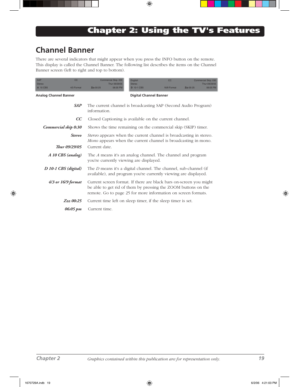 Chapter 2: using the tv's features channel banner, Chapter 2 19 | RCA L37WD12 User Manual | Page 19 / 48