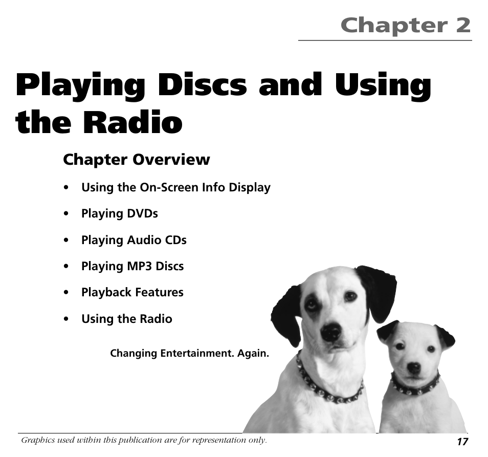 Playing discs and using the radio, Chapter 2, Chapter overview | RCA BLD548 User Manual | Page 19 / 56