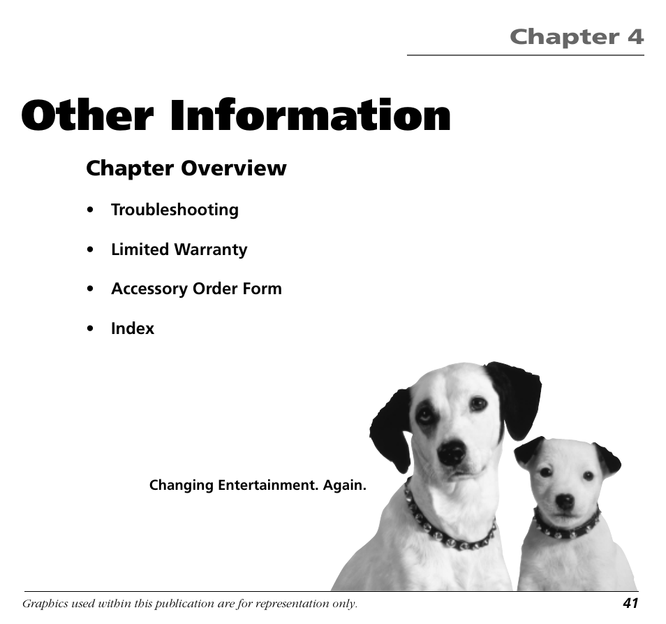 Other information, Chapter overview, Chapter 4 | RCA BLD548 User Manual | Page 43 / 56