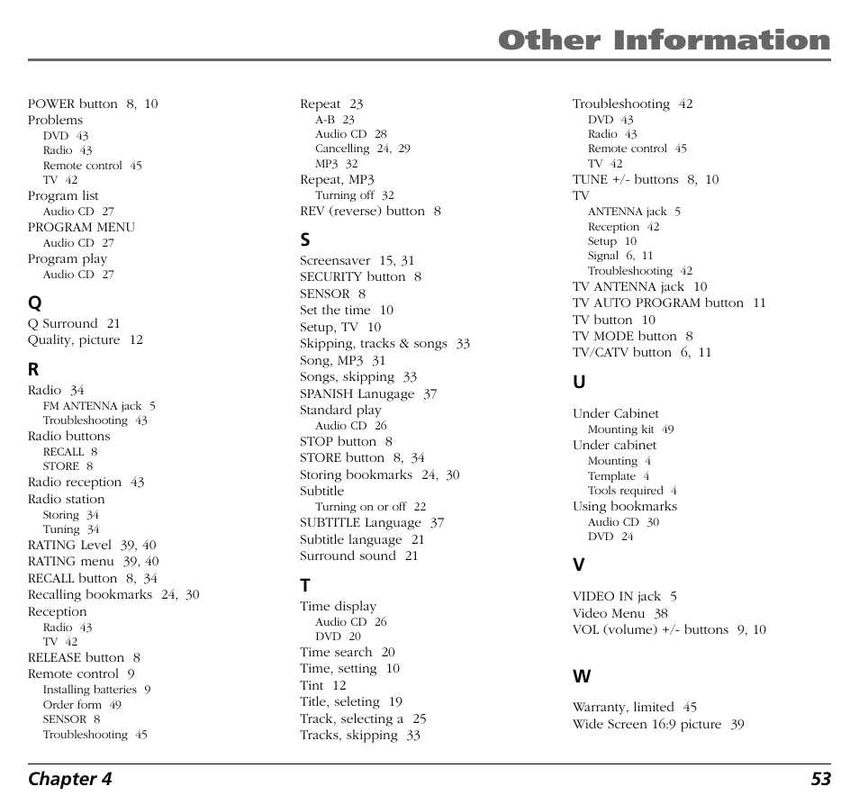 Other information, Chapter 4 53 | RCA BLD548 User Manual | Page 55 / 56