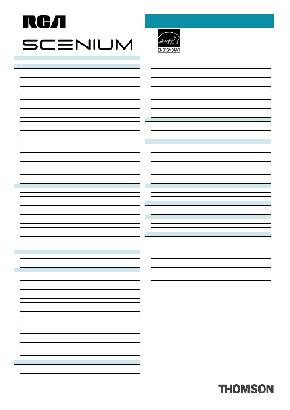 Technical specifications | RCA Scenium D34W135D User Manual | Page 2 / 2