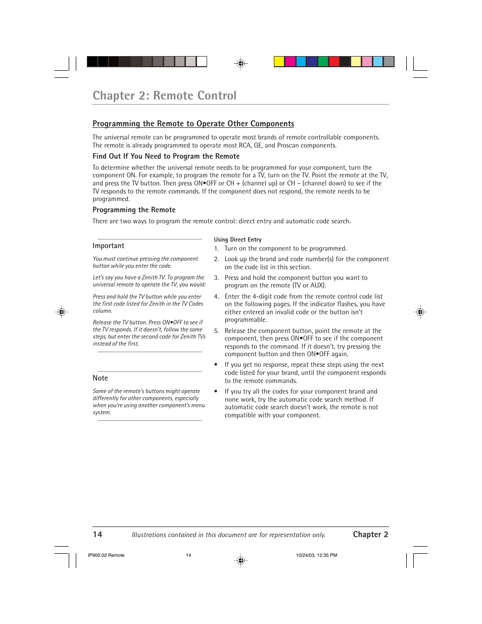 Chapter 2: remote control | RCA IP900 User Manual | Page 16 / 32