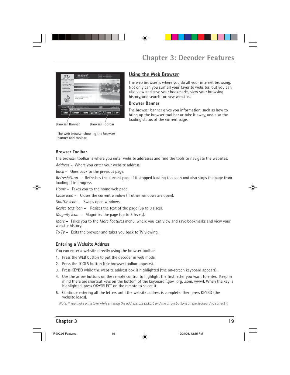 Chapter 3: decoder features | RCA IP900 User Manual | Page 21 / 32