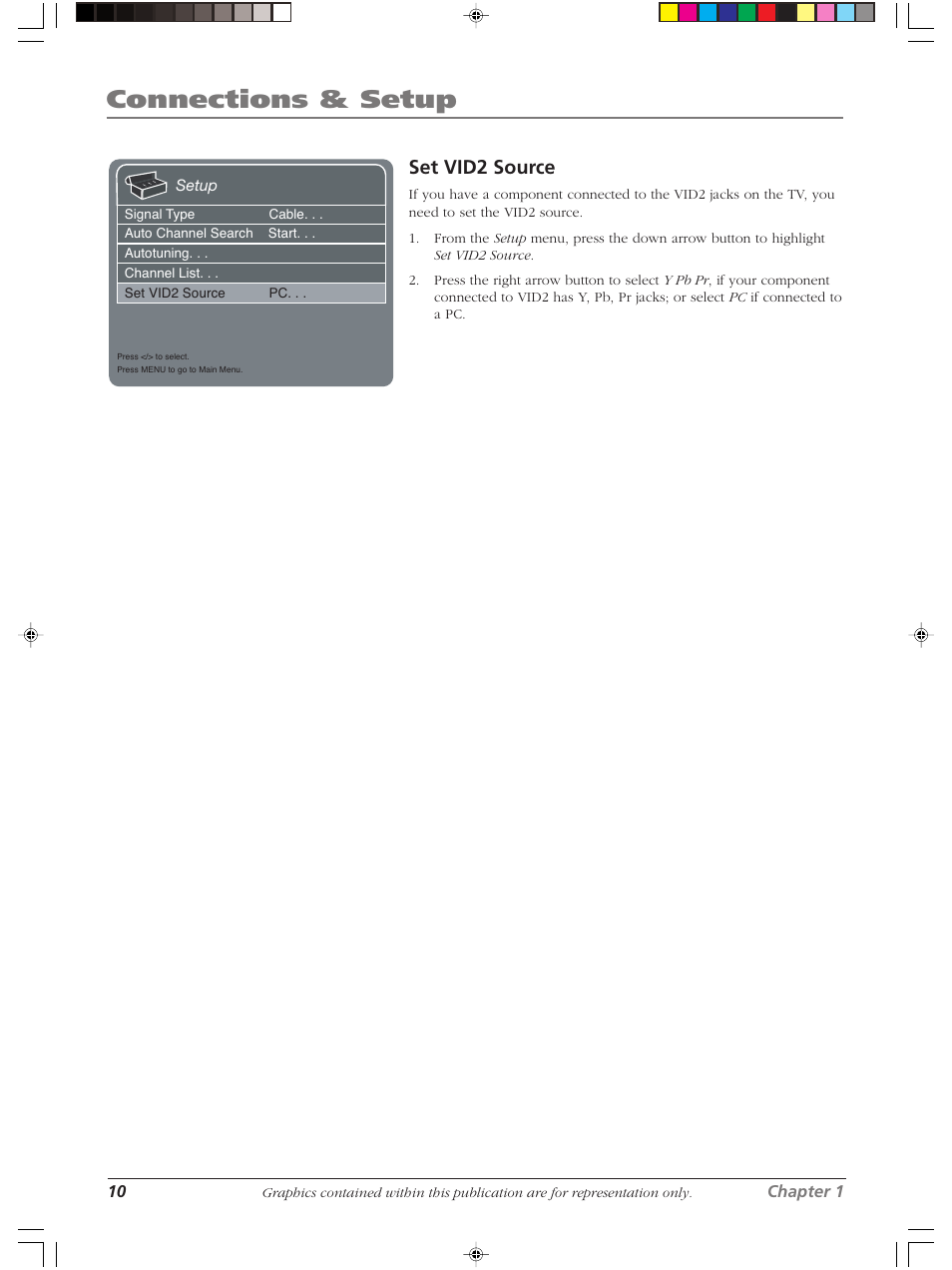 Connections & setup, Set vid2 source | RCA LCDS2022B User Manual | Page 14 / 40