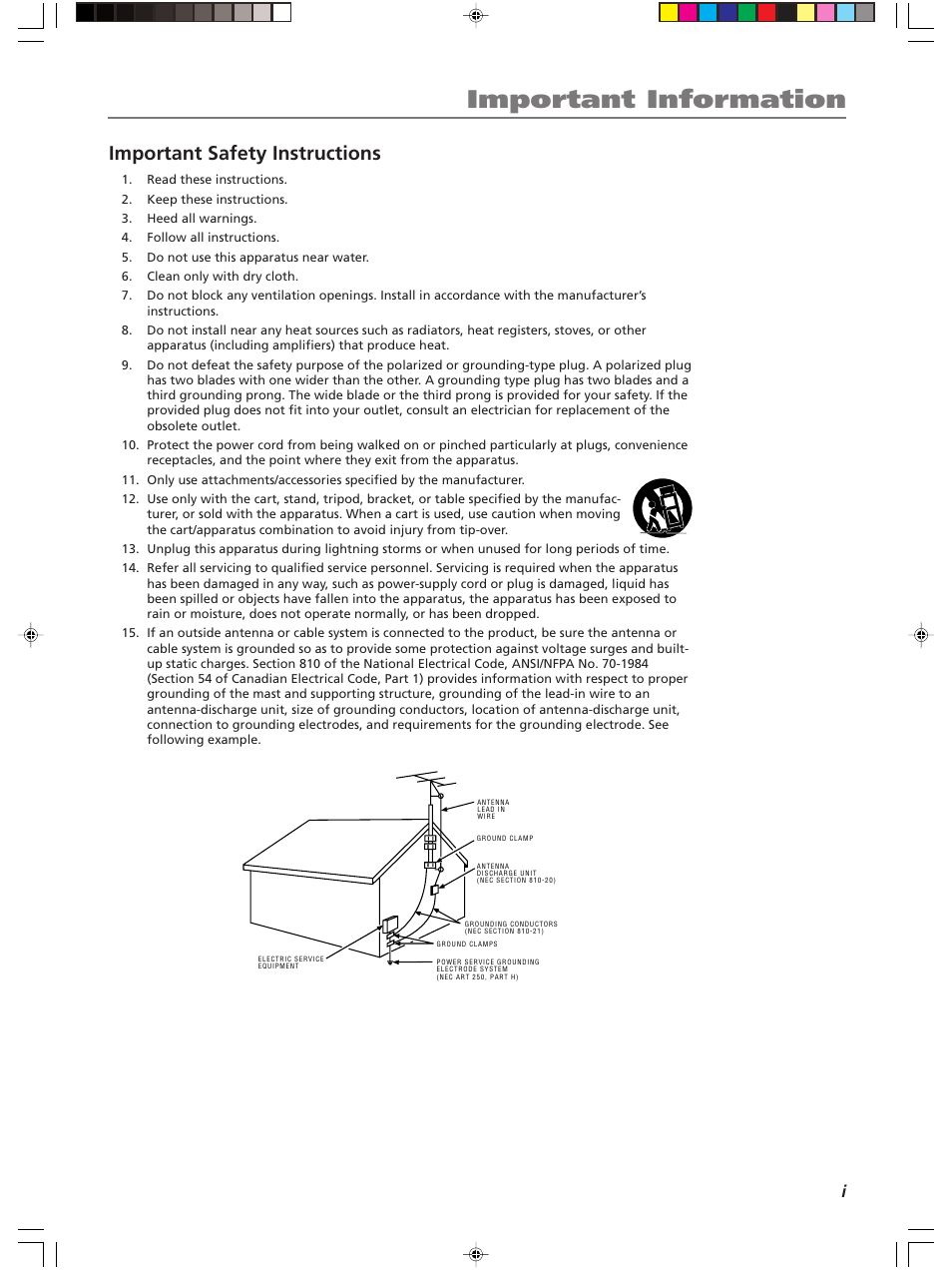 Important information, Important safety instructions | RCA LCDS2022B User Manual | Page 3 / 40