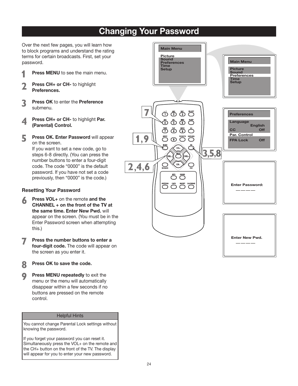 Changing your password | RCA 27F500T User Manual | Page 25 / 40