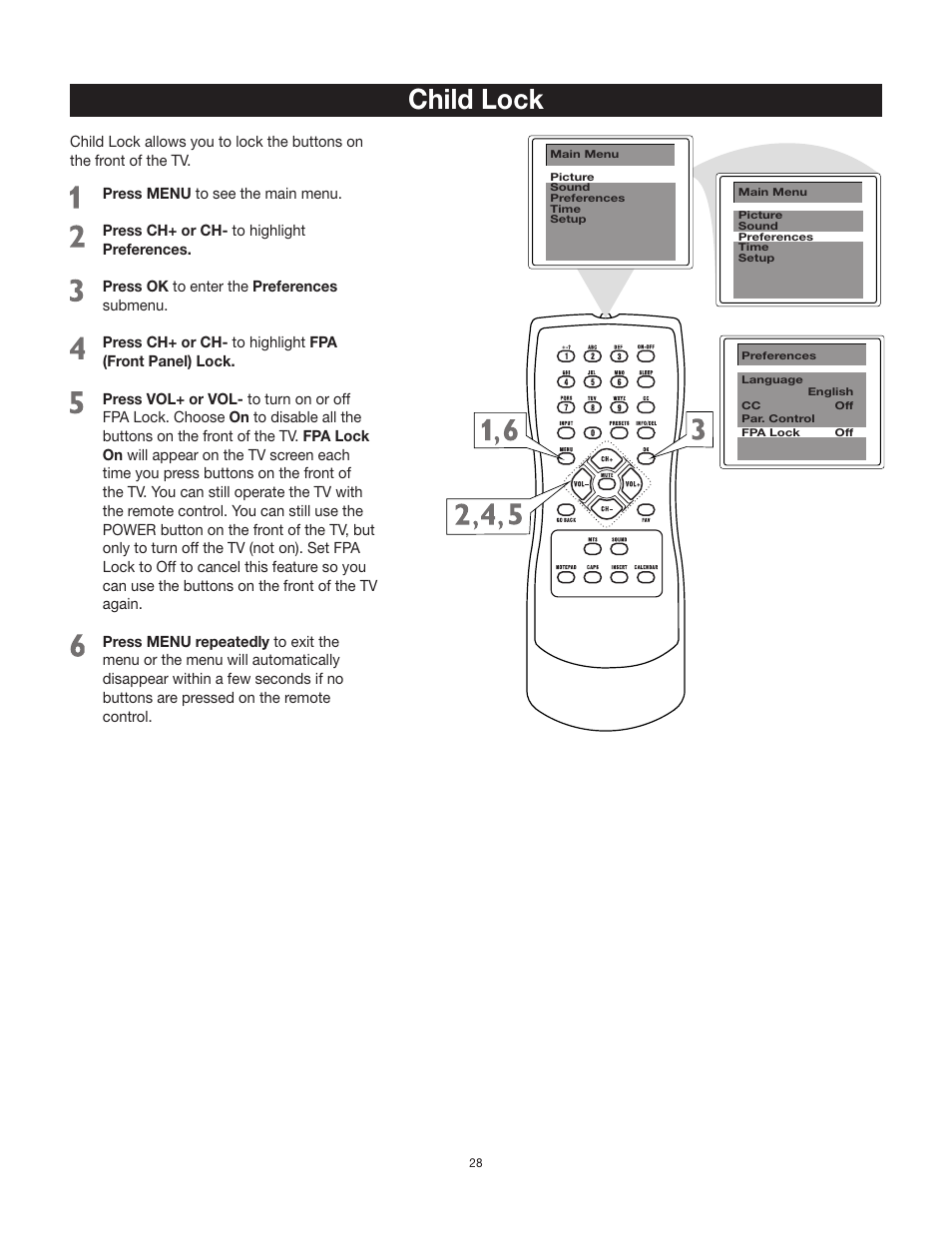 Child lock | RCA 27F500T User Manual | Page 29 / 40