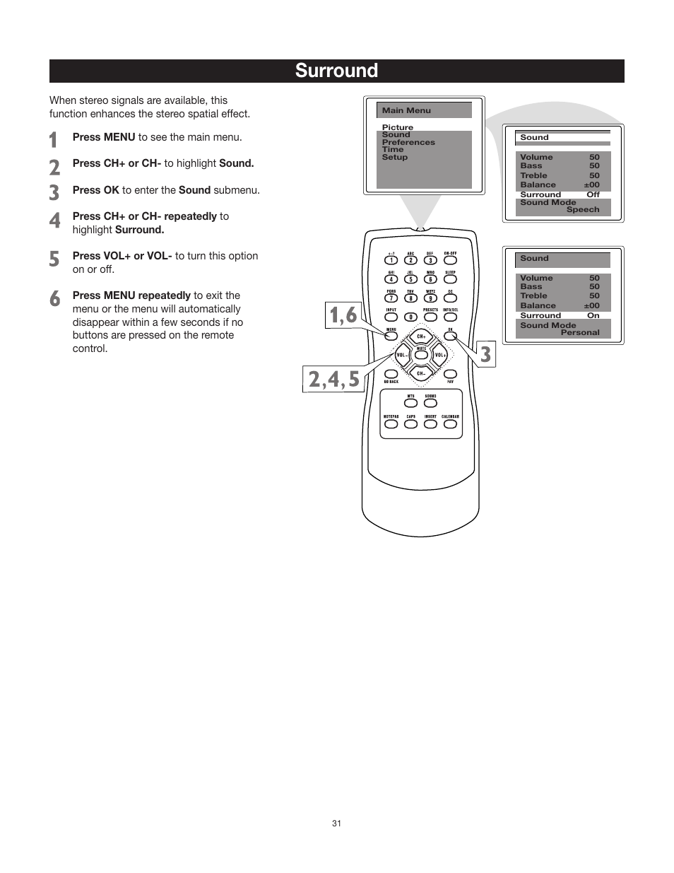 Surround | RCA 27F500T User Manual | Page 32 / 40