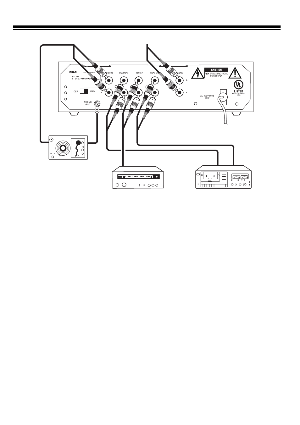 Connecting to power, Connecting a turntable, Connecting a tape deck or cd player | RCA 31-5000 User Manual | Page 5 / 9