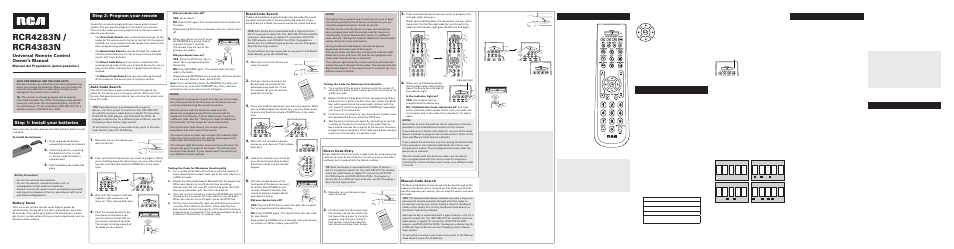 RCA RCR4383N User Manual | 4 pages