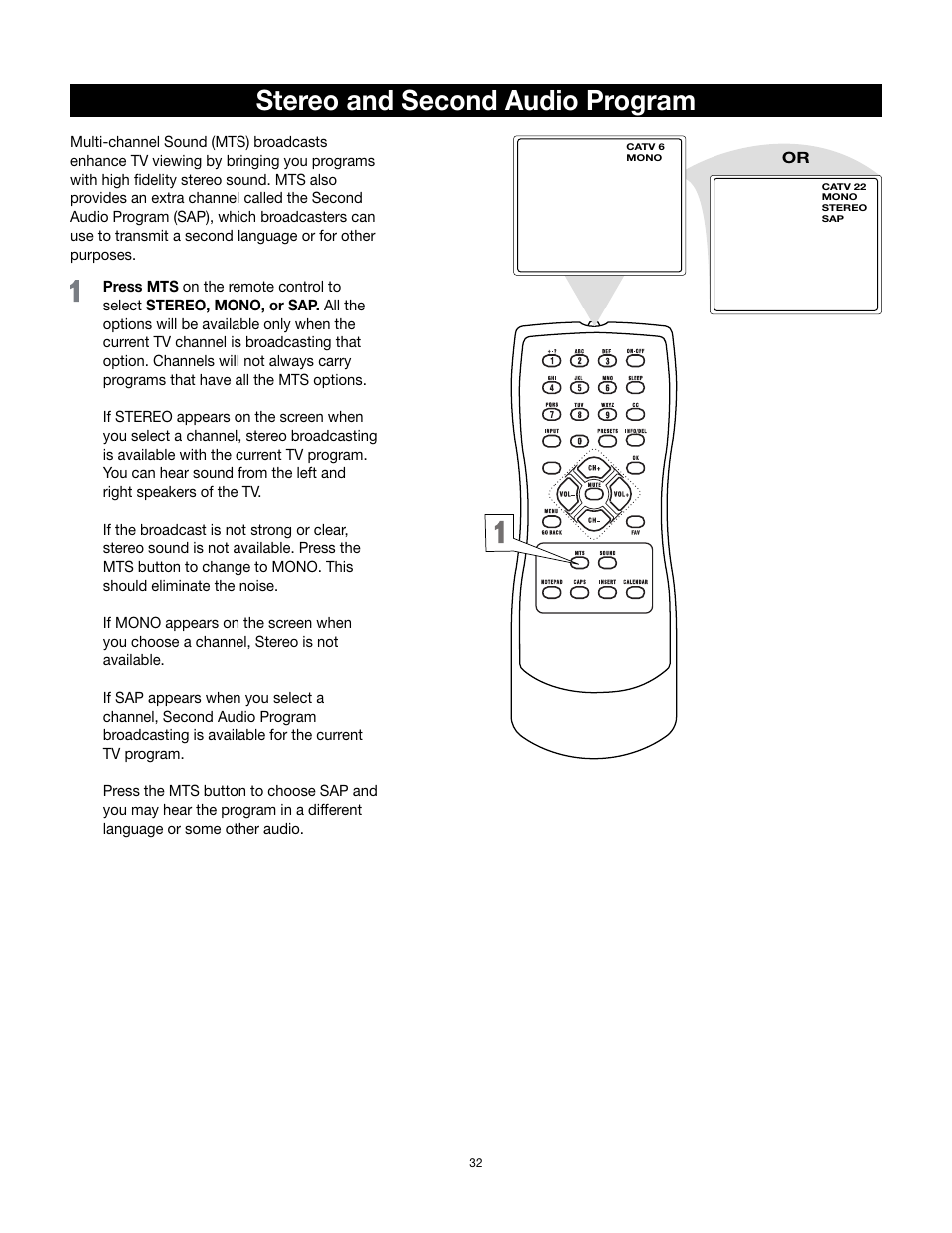 Stereo and second audio program | RCA 14F512T User Manual | Page 33 / 41