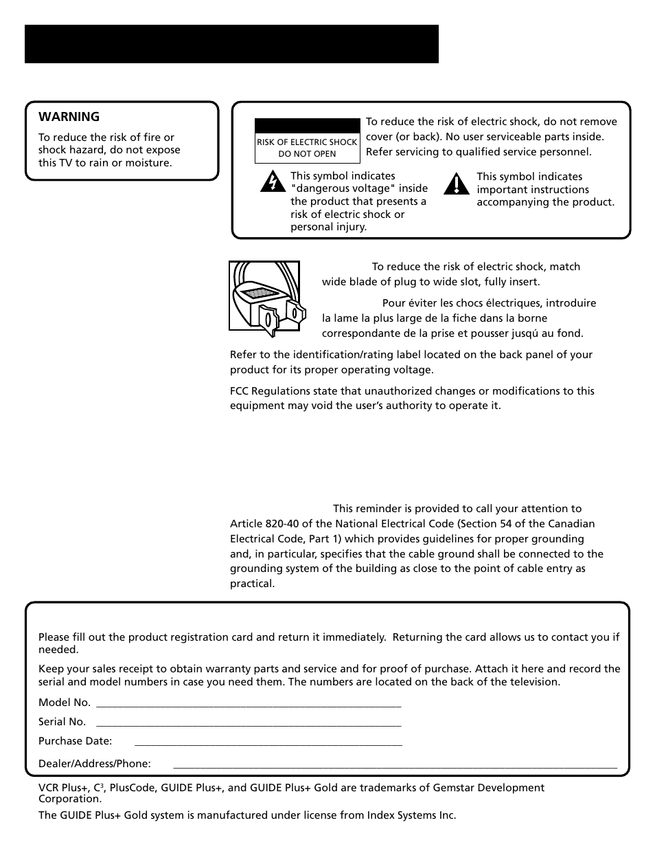 Important information | RCA G27669 User Manual | Page 2 / 64