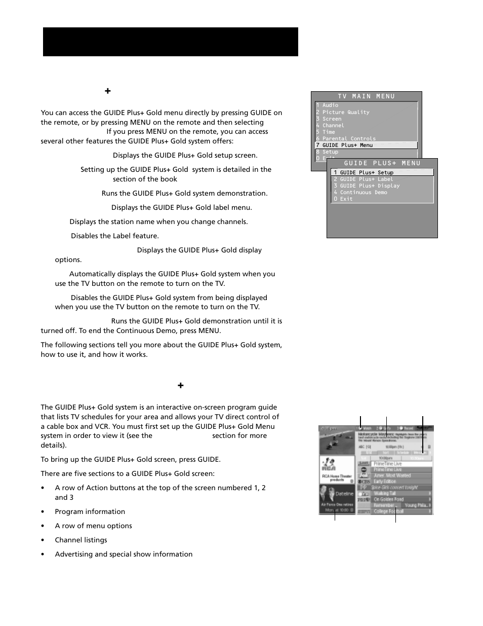 Guide plus+ gold menu, About the guide plus+ gold system, Features and controls | Guide pi, Gold menu, About the guide pi, Gold system | RCA G27669 User Manual | Page 40 / 64