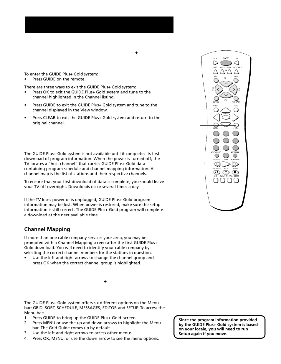 Getting in & out of the guide plus+ gold system, Downloading data, Guide plus+ gold system menus | Features and controls, Getting in & out of the guide pi, Gold system, Channel mapping, The different guide pi, Gold system menus | RCA G27669 User Manual | Page 41 / 64