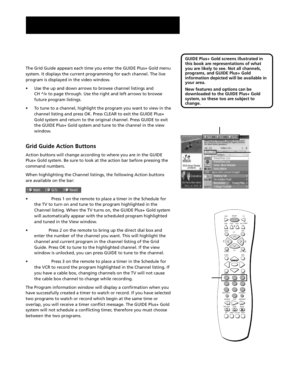 Grid guide, Features and controls, Grid guide action buttons | RCA G27669 User Manual | Page 42 / 64