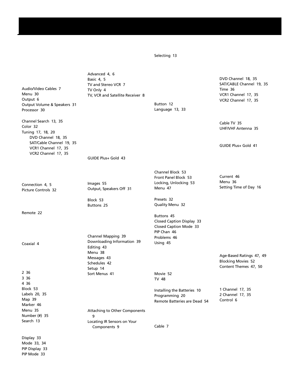 Index, Reference index | RCA G27669 User Manual | Page 63 / 64