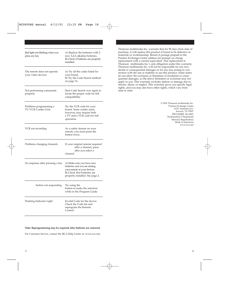 RCA RCU600RS User Manual | Page 10 / 12