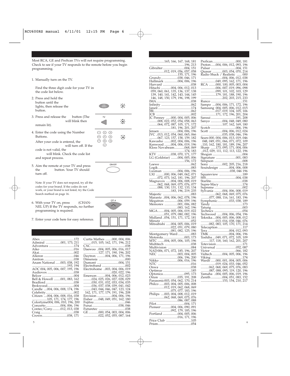 RCA RCU600RS User Manual | Page 4 / 12