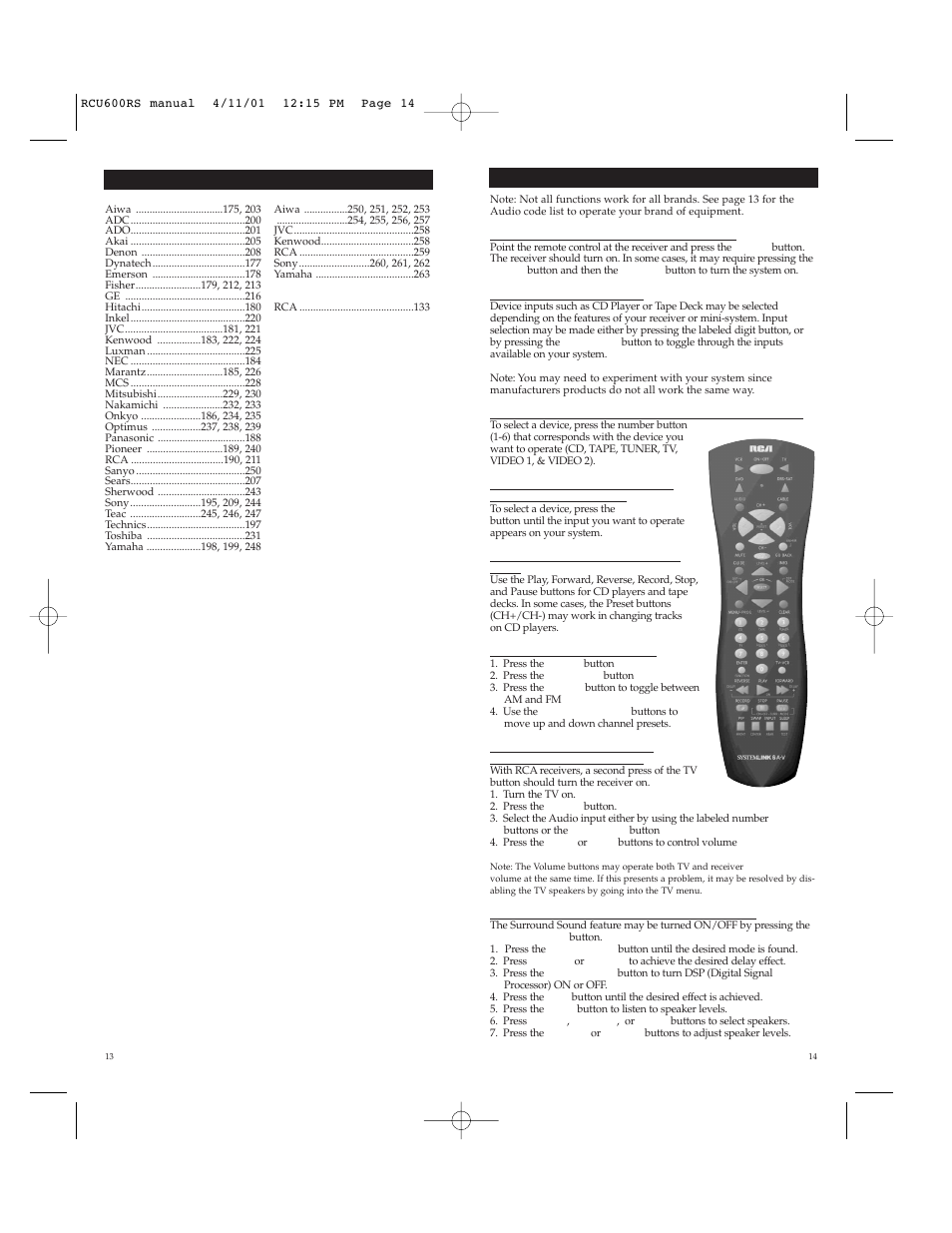 RCA RCU600RS User Manual | Page 8 / 12