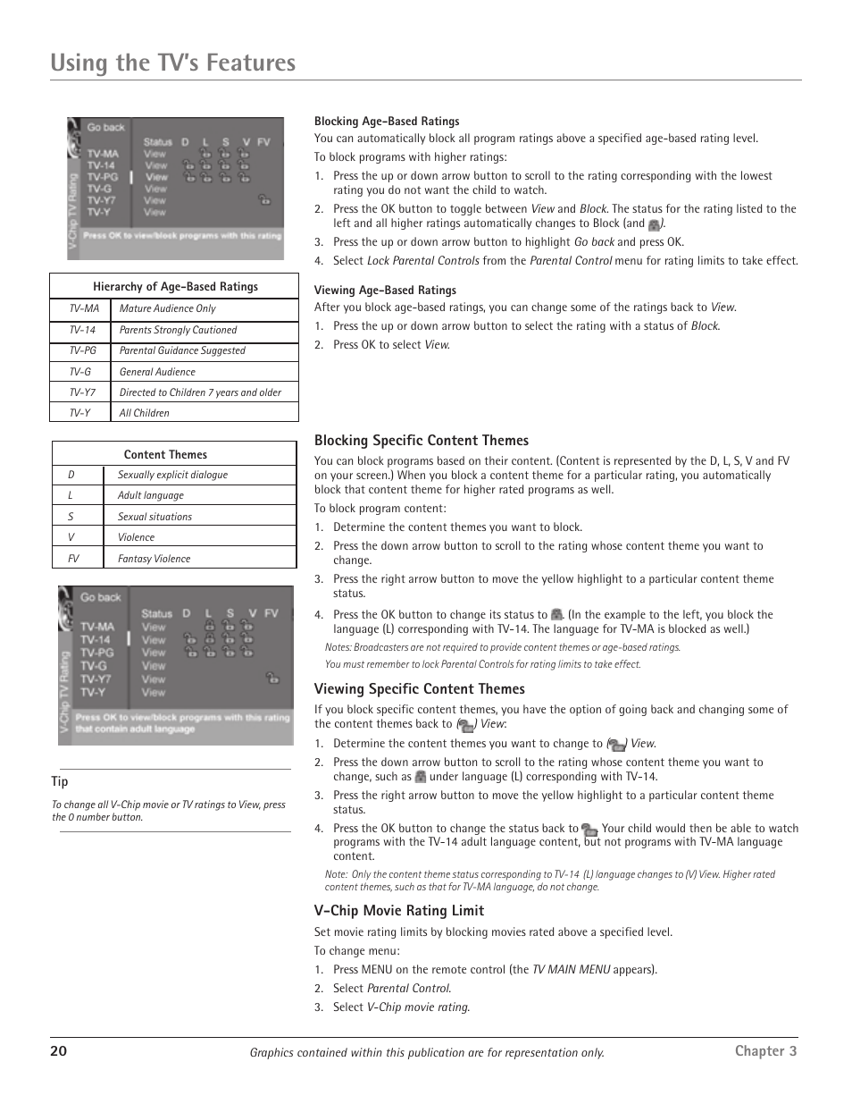 Using the tv’s features | RCA D34W20 User Manual | Page 22 / 32