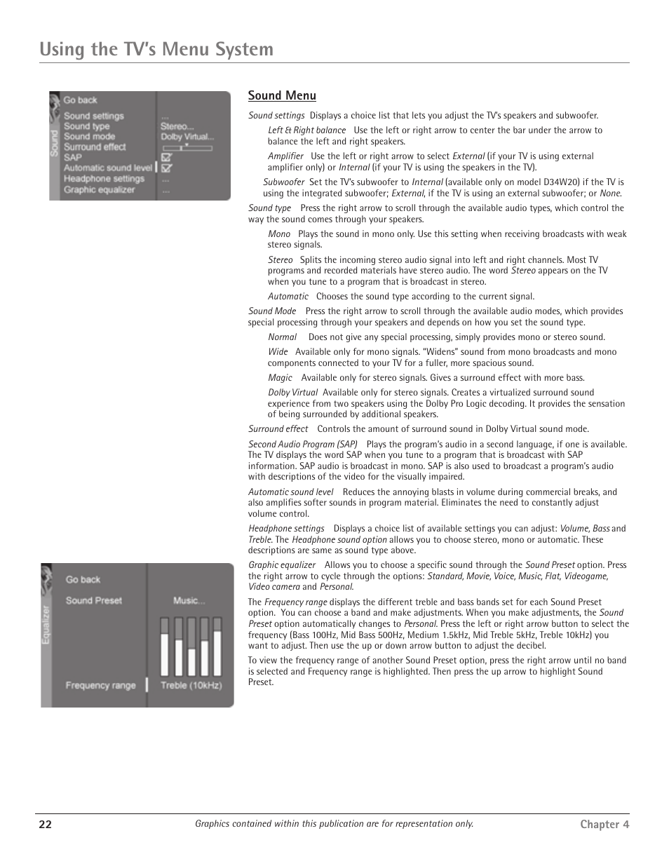 Using the tv’s menu system | RCA D34W20 User Manual | Page 24 / 32
