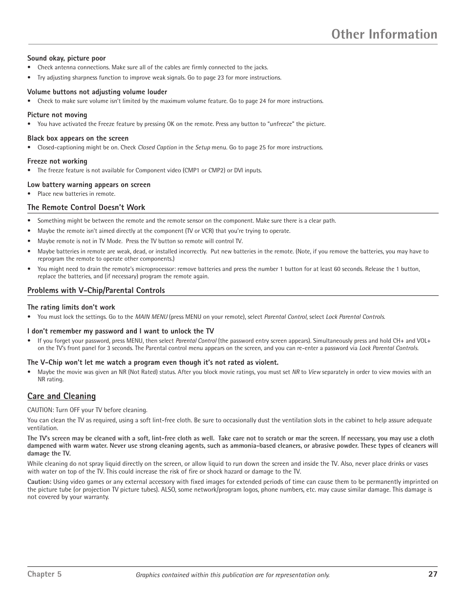 Other information, Care and cleaning | RCA D34W20 User Manual | Page 29 / 32