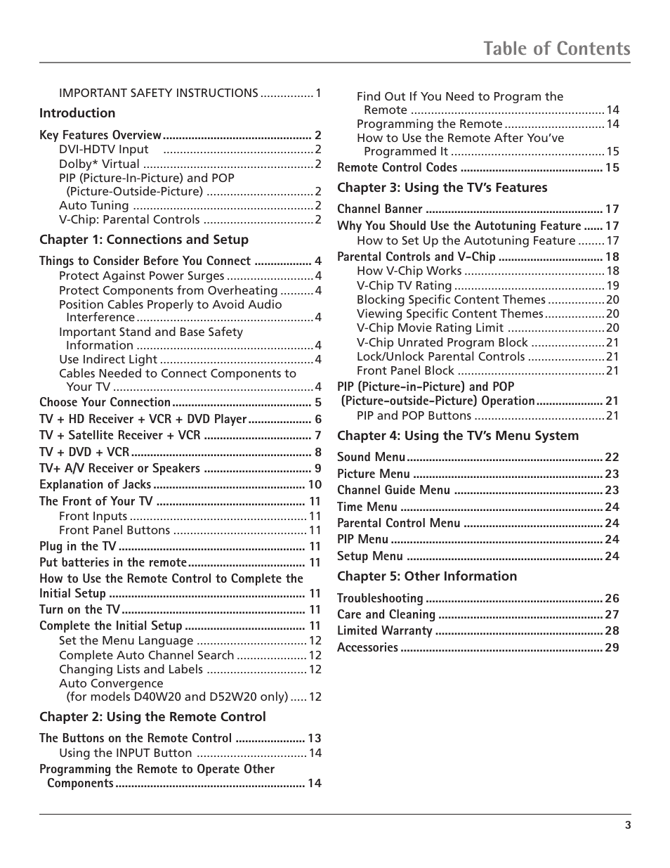 RCA D34W20 User Manual | Page 5 / 32