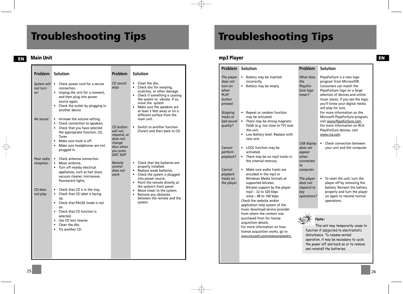 Troubleshooting tips | RCA RD2056A User Manual | Page 16 / 18