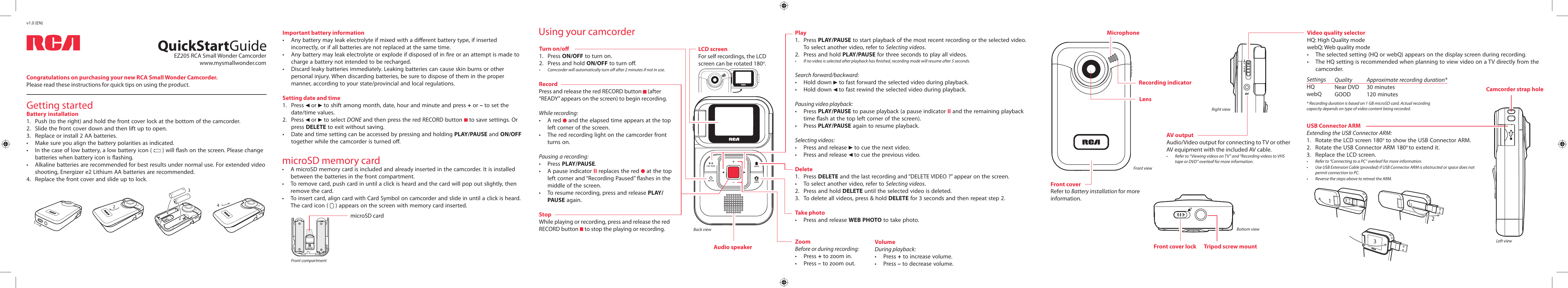 RCA EZ205 User Manual | 2 pages