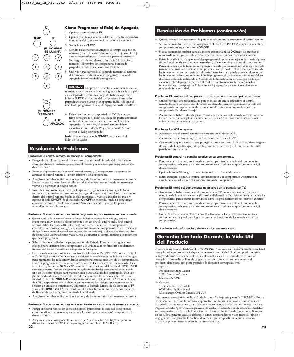 Resolución de problemas, Continuación) | RCA NAVILIGHT8 RCR860 User Manual | Page 12 / 12