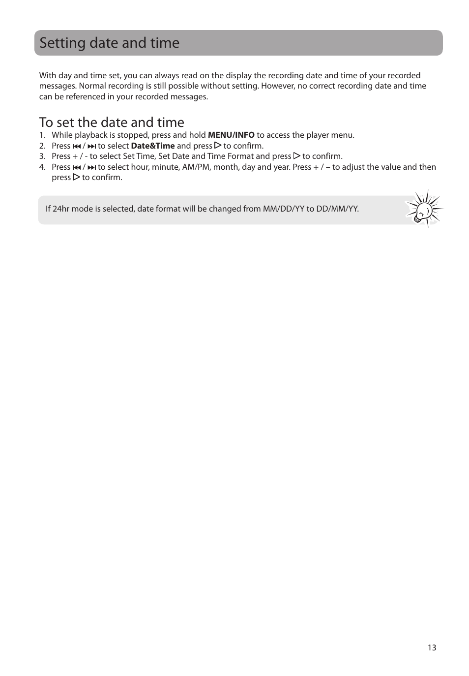 Setting date and time | RCA VR5340 User Manual | Page 14 / 24