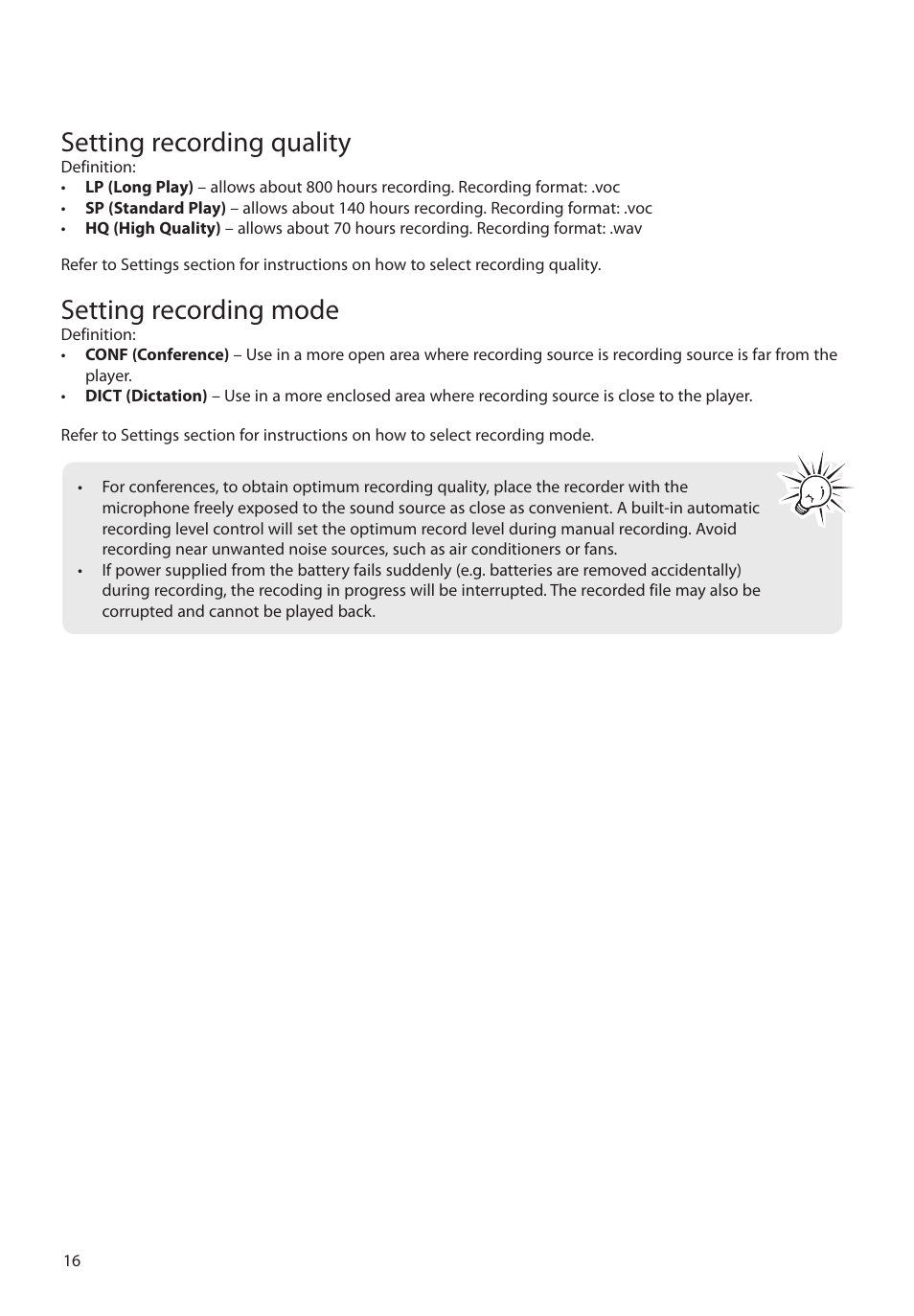 Setting recording quality, Setting recording mode | RCA VR5340 User Manual | Page 17 / 24